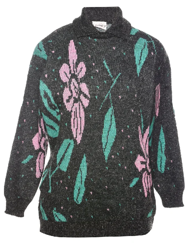 Floral Knit Jumper - M