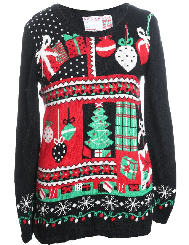 Festive Print Christmas Jumper - S