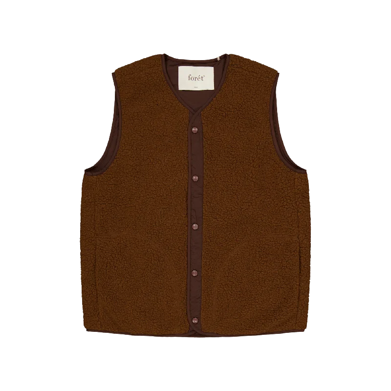 Aura Sherpa Fleece Vest Brown