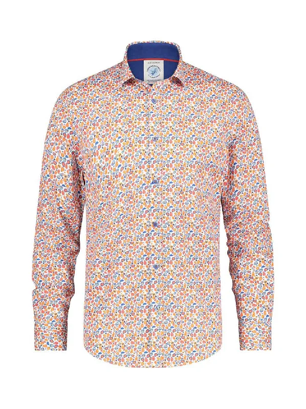 A Fish Named Fred Pebbles LS Casual Shirt Orange Multi