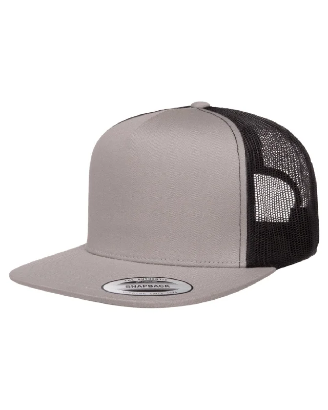 Yupoong Adult 5-Panel Classic Trucker Cap | Silver/ Black