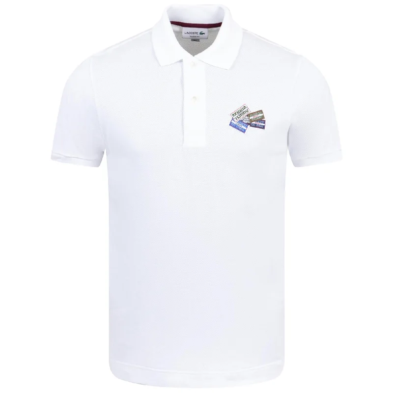 Cotton Pique Badge Detail Classic Fit Polo White - AW23