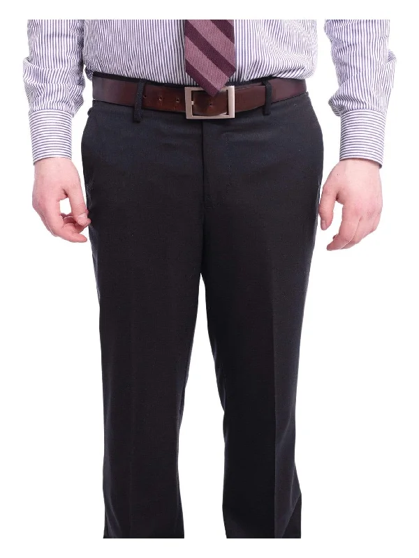 Arthur Black Slim Fit Solid Navy Blue Flat Front Wool Dress Pants