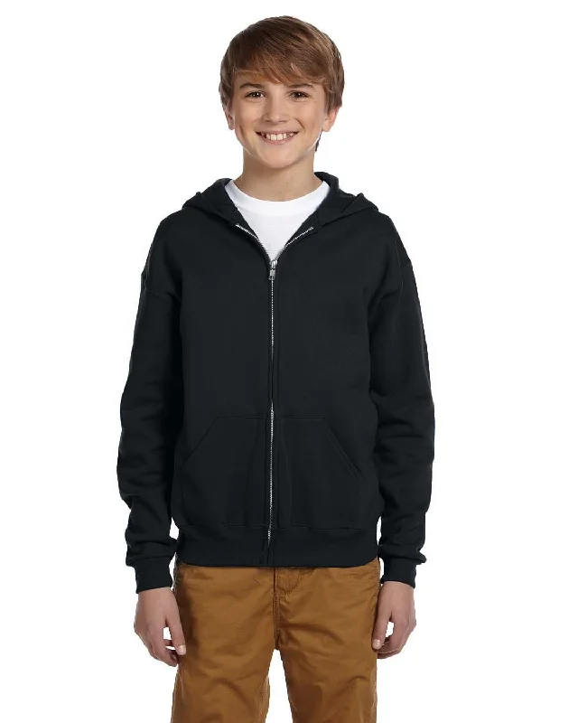 Jerzees Youth Full-Zip Hooded Sweatshirt | Black