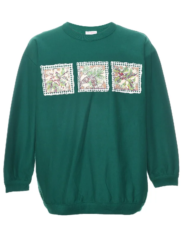 Festive Print Christmas Sweatshirt - L