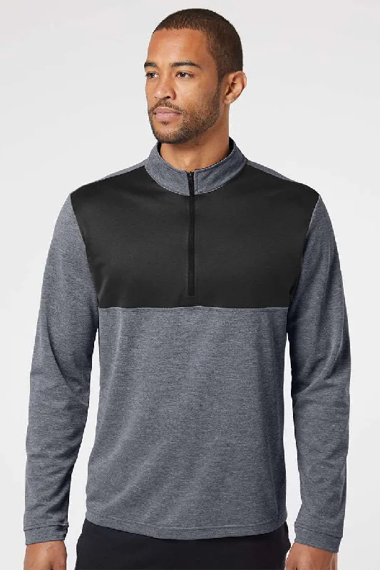 Adidas Mens UPF 50+ 1/4 Zip Sweatshirt - Heather Black/Carbon Grey