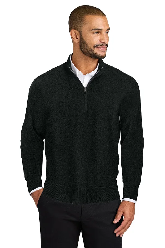 Port Authority Mens Easy Care Long Sleeve 1/4 Zip Sweater - Deep Black - New