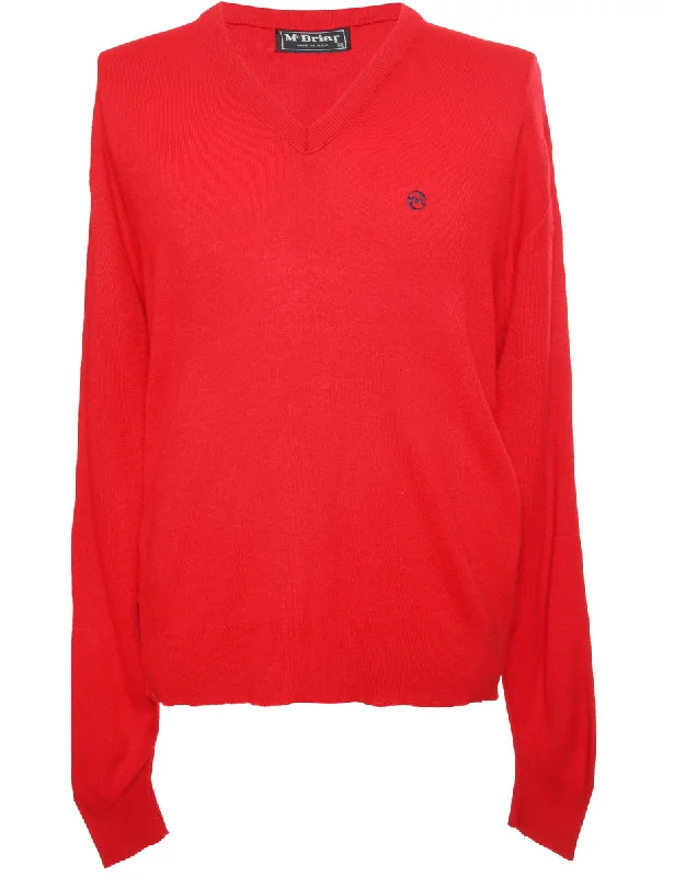 Fine Knit Red Jumper - M