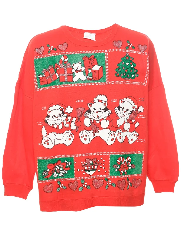 Festive Print Christmas Sweatshirt - L