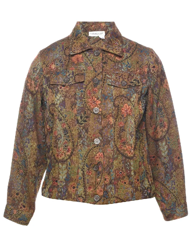 Floral Pattern Tapestry Jacket - XS