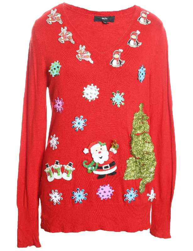 Festive Print Christmas Jumper - XXL