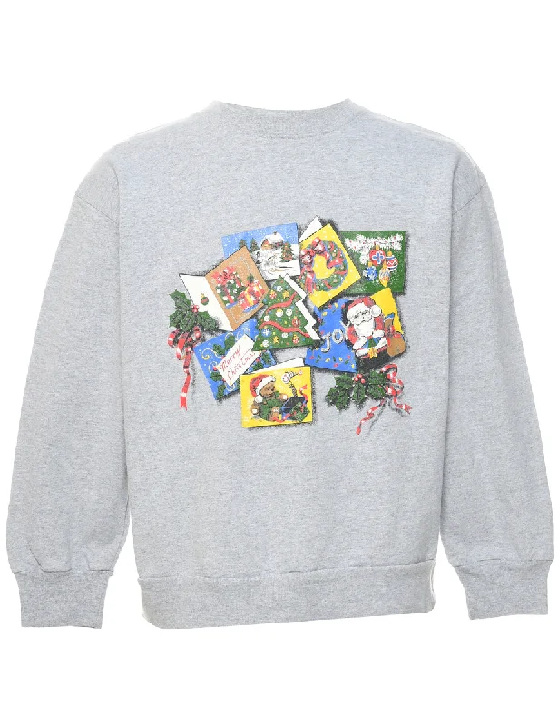 Festive Print Christmas Sweatshirt - L