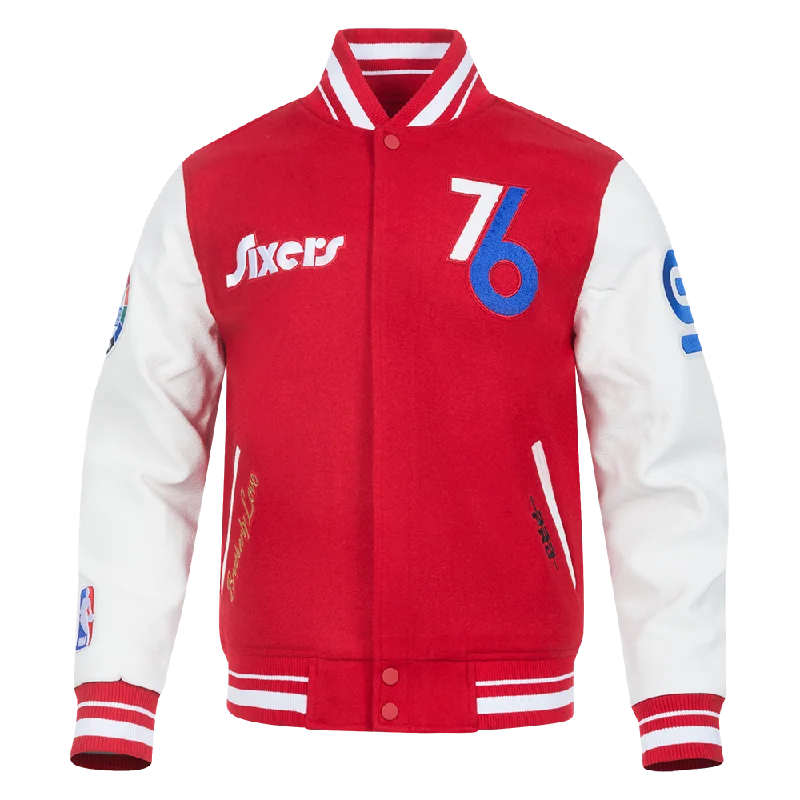 NBA PHILADELPHIA 76ERS CITY EDITION 24-25 MEN'S RIB WOOL VARSITY JAC (RED/WHITE)