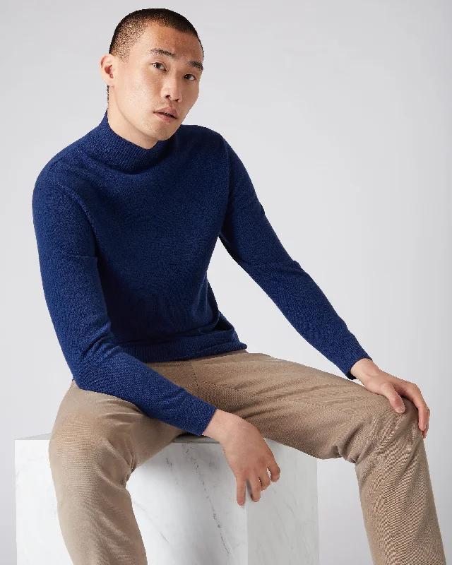 Men's Turtle Neck Cashmere Sweater French Blue