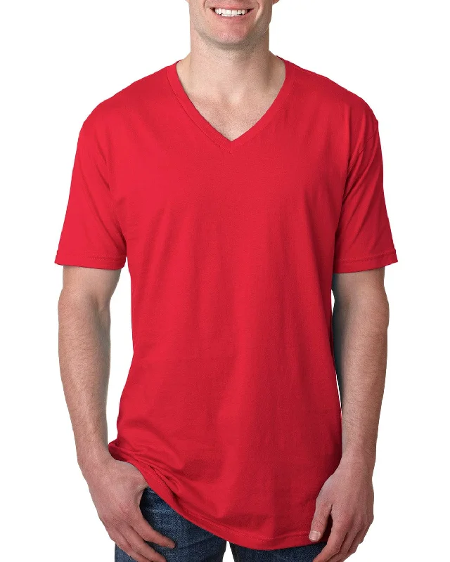 Next Level Mens Short Sleeve V-Neck Tee | Red