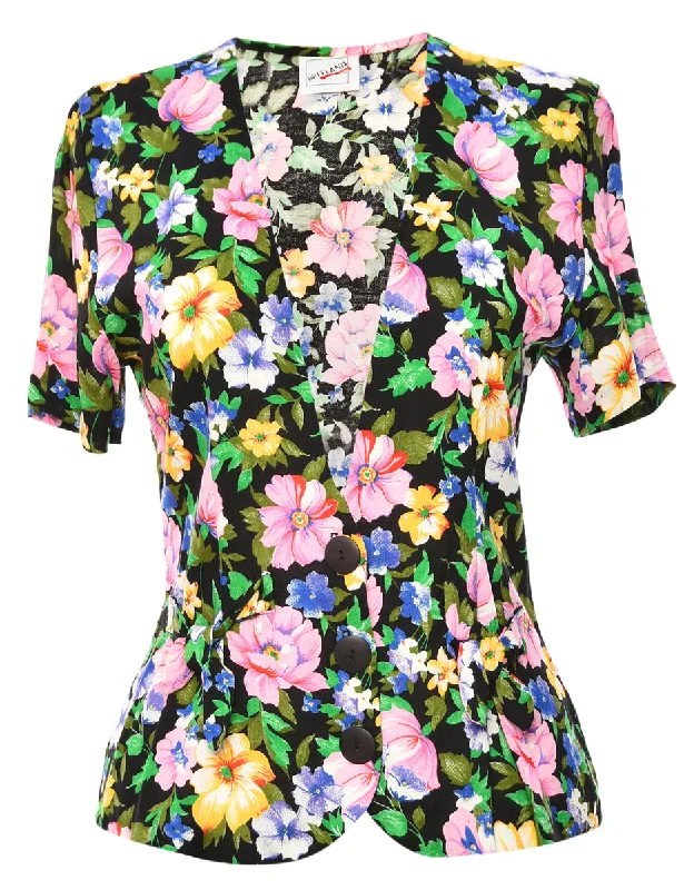 Floral Multi Colour Blouse - M