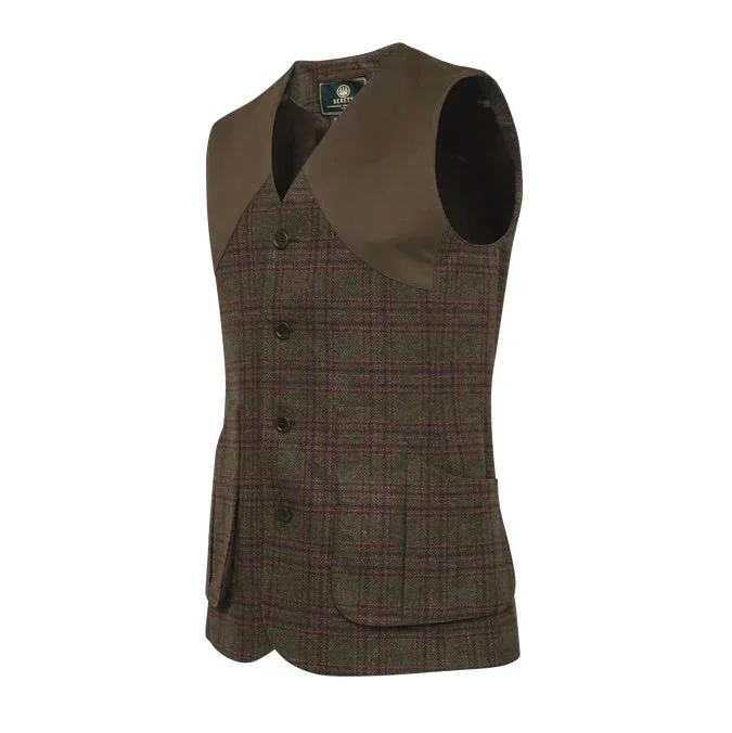 Beretta St James Tweed Vest - Brown & Red Check