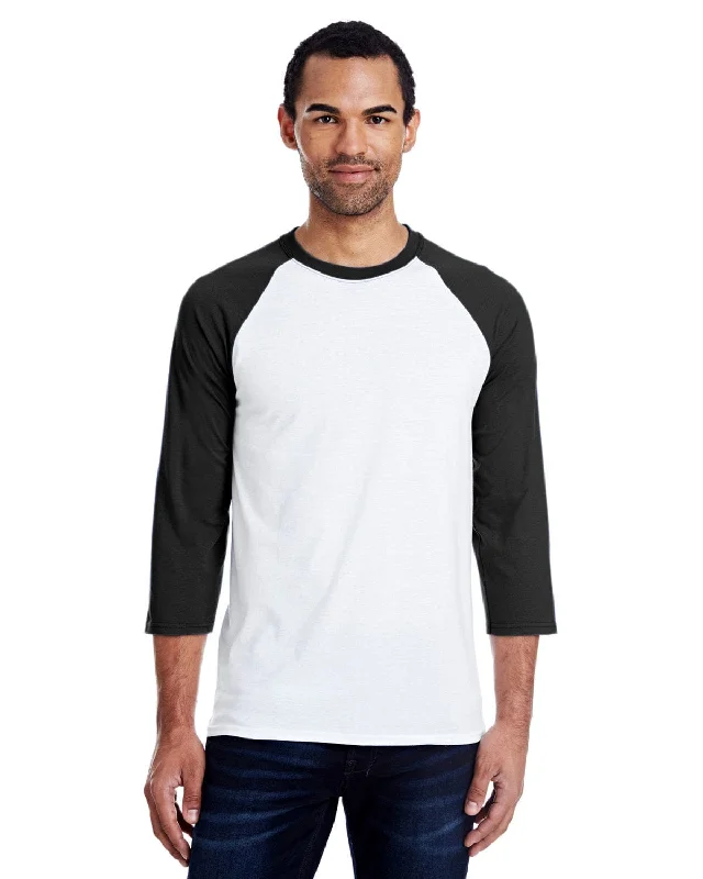 Hanes Mens X-Temp Baseball T-Shirt | White/black