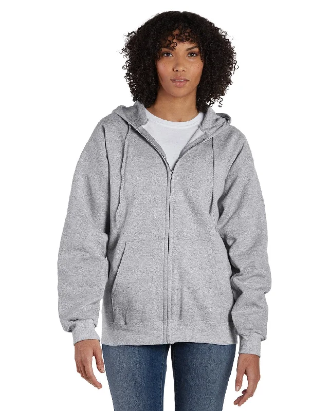 Hanes Ultimate Cotton Full-Zip Hoodie Sweatshirt | Ash