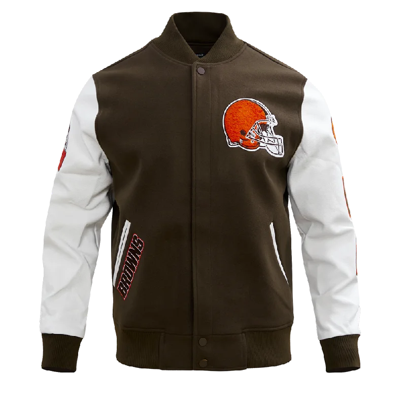 NFL CLEVELAND BROWNS CLASSIC WOOL VARSITY JACKET (BROWN/WHITE)