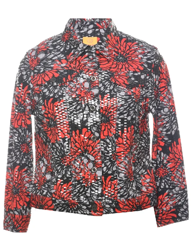 Floral Pattern Evening Jacket - M