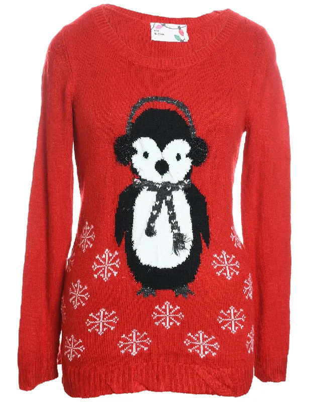 Festive Print Christmas Jumper - S