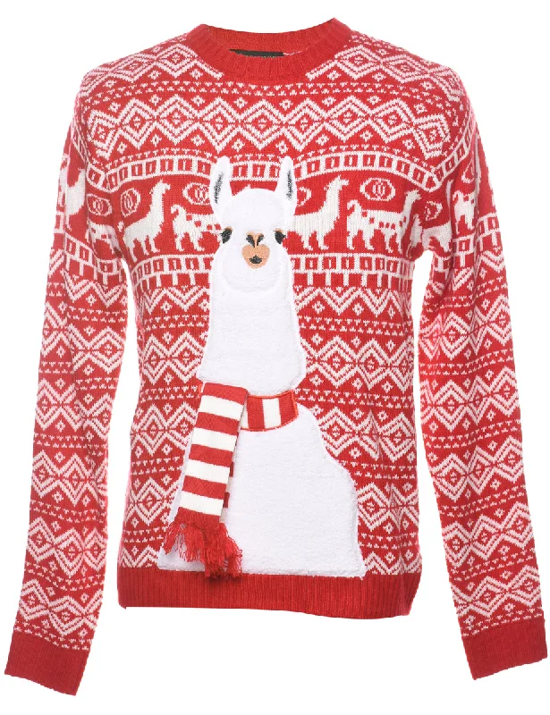 Festive Print Christmas Jumper - M