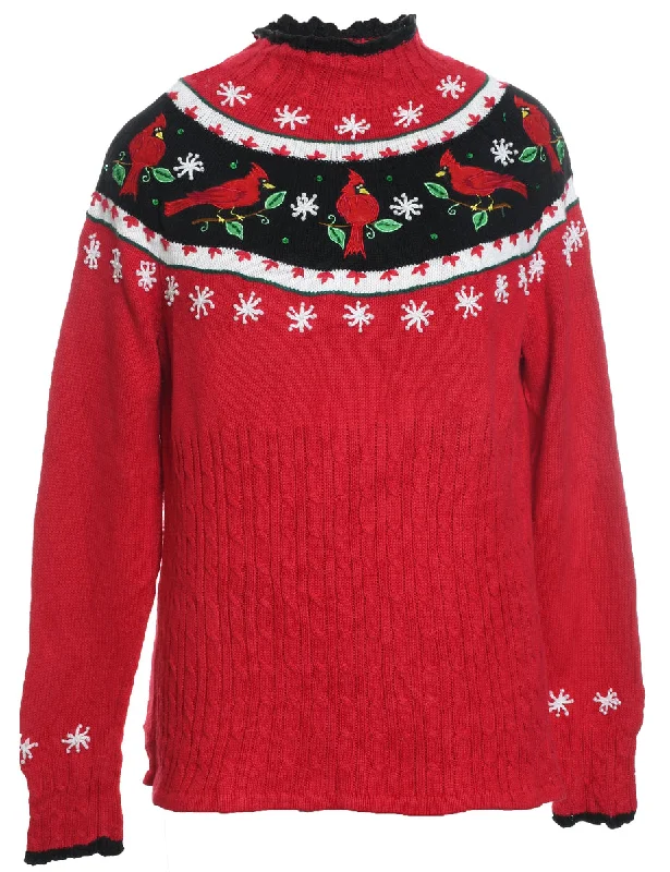 Festive Print Christmas Jumper - XL