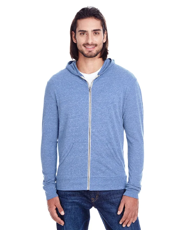 Threadfast Apparel Unisex Triblend Full-Zip Hoodie | Navy Triblend