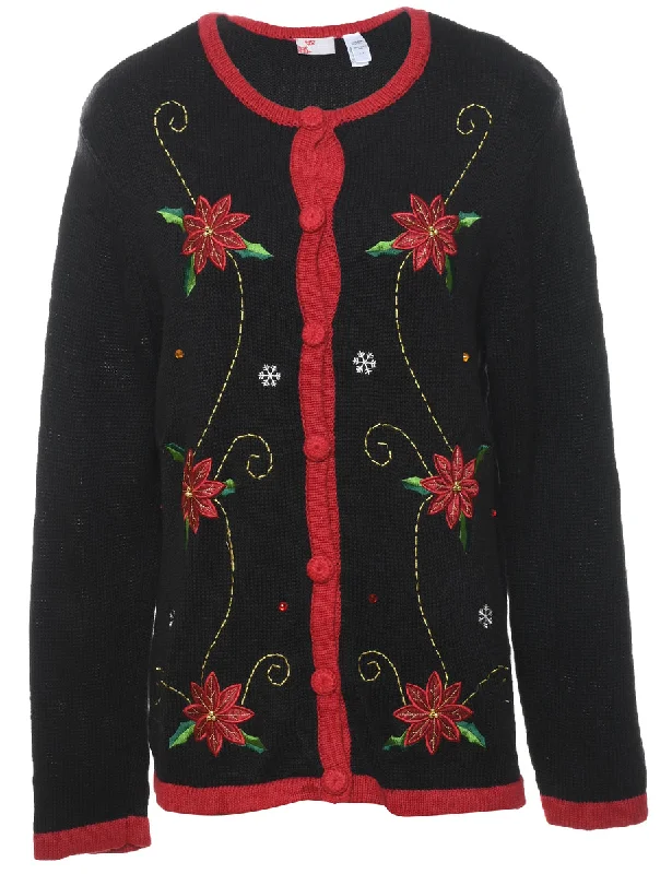 Floral Christmas Cardigan - L