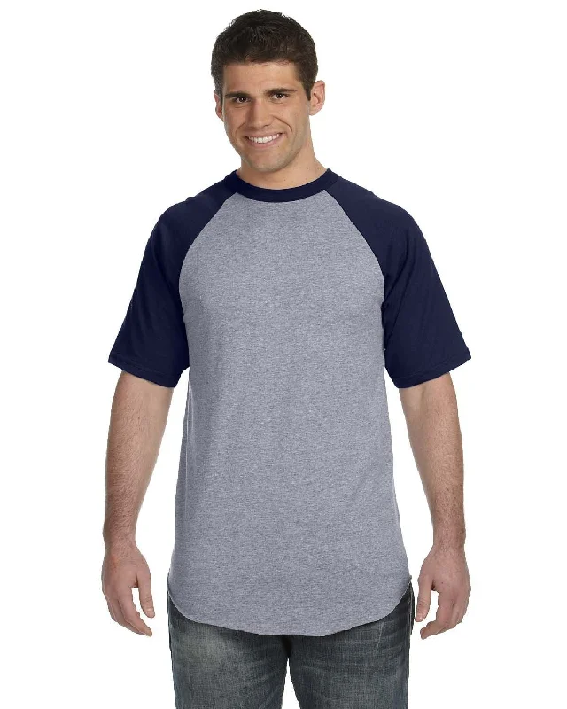 Augusta 50/50 Short Sleeve Raglan T-Shirt | Ath Hthr/ Navy