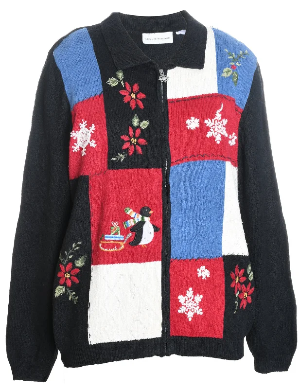 Floral Christmas Cardigan - M