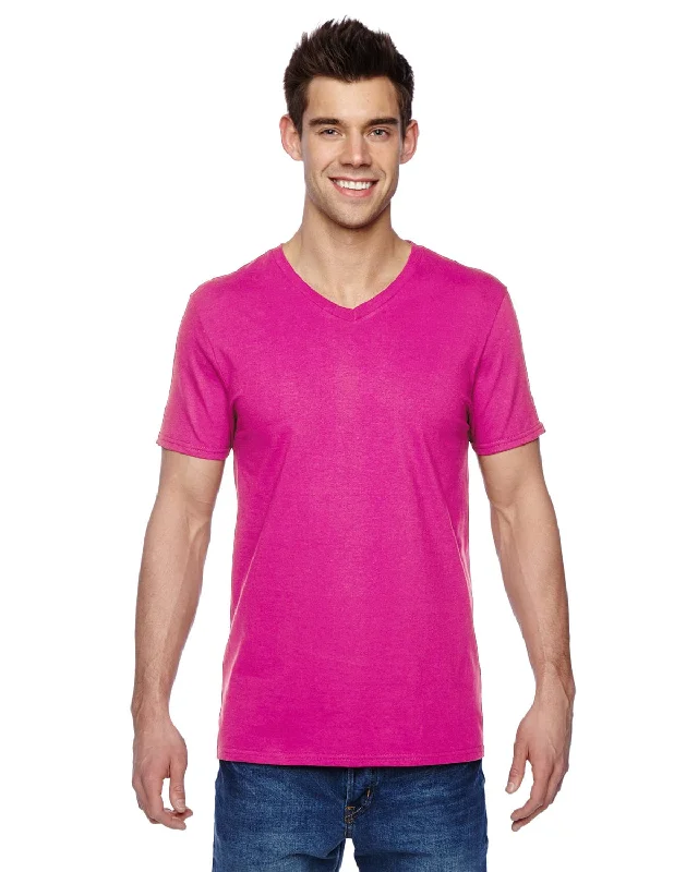 Fruit of the Loom 100% Sofspun Cotton V-Neck T-Shirt | Cyber Pink