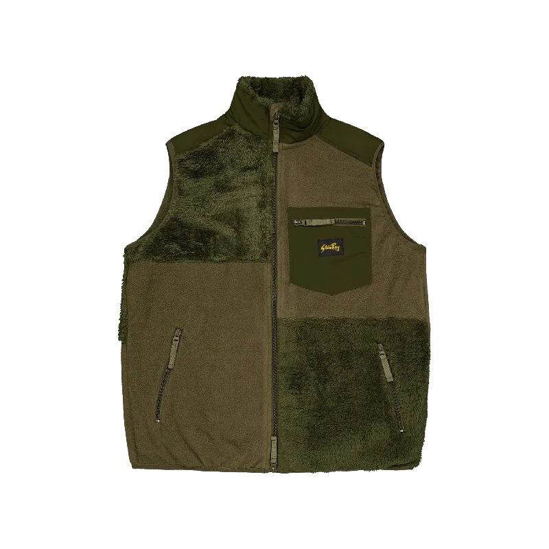 Patchwork Fleece Vest Olive