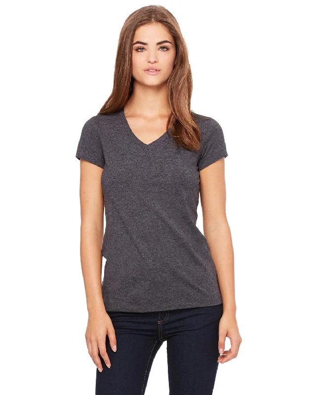 Bella+Canvas Ladies Short Sleeve V-Neck T-Shirt | Dk Gry Heather