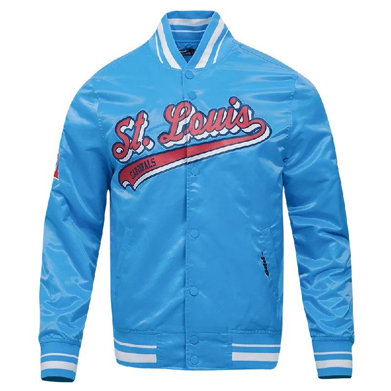 MLB ST. LOUIS CARDINALS SCRIPT TAIL MEN'S SATIN JACKET (UNIVERSITY BLUE)