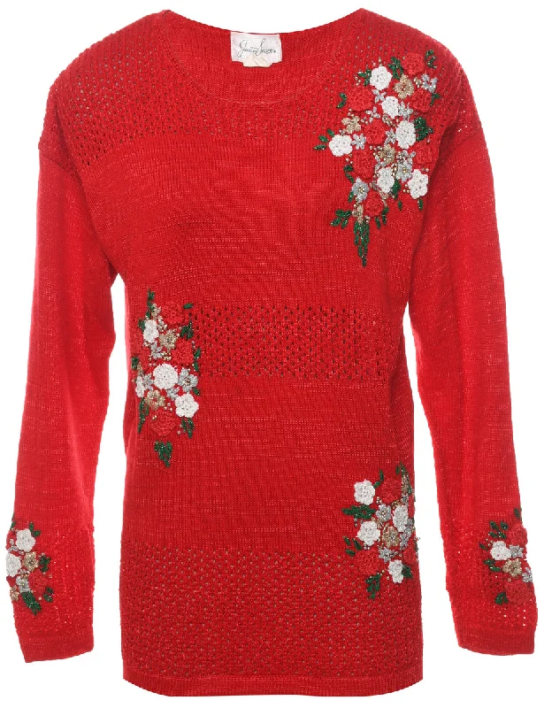 Floral Christmas Jumper - M