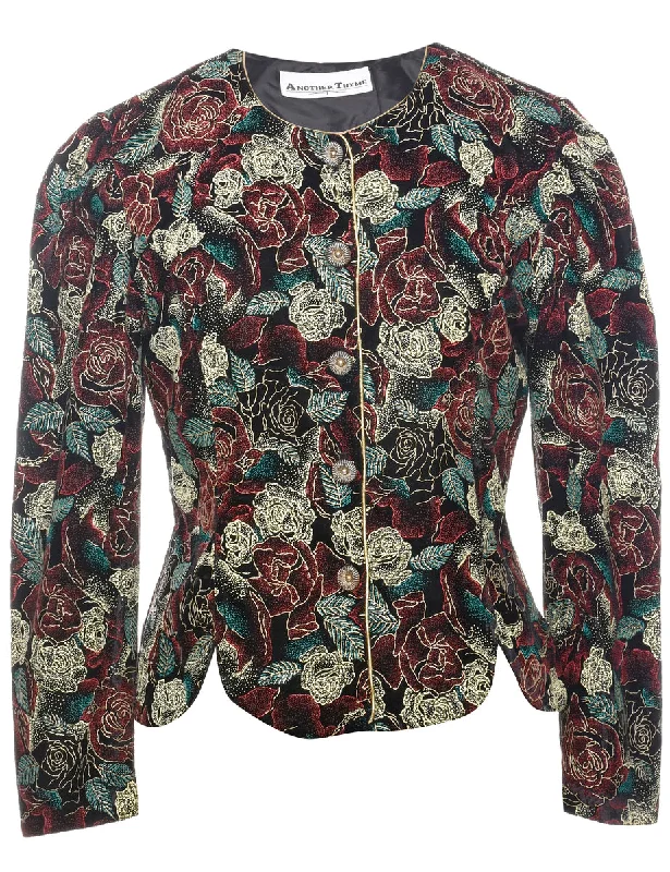 Floral Pattern Evening Jacket - M