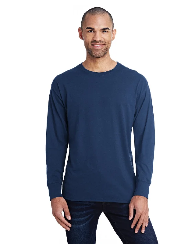 Hanes Mens X-Temp Long Sleeve T-Shirt | Navy