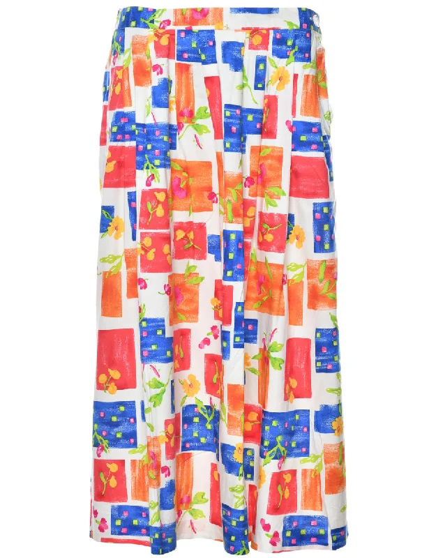 Floral Print Maxi Skirt - M