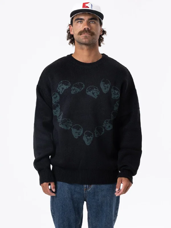 Controlled Damage Crew Knit - Black