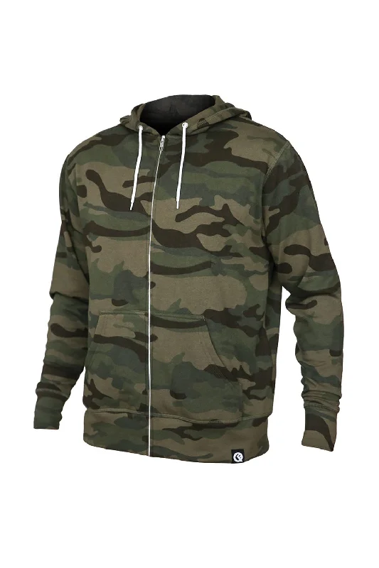 Quikflip Mens 2-in-1 Hero Lite Full Zip Hooded Sweatshirt Hoodie w/ Pockets - Camo