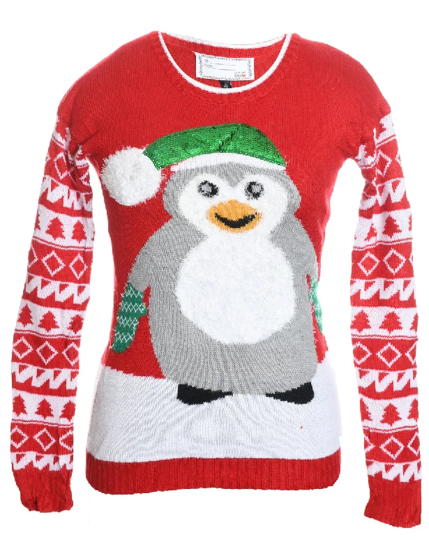 Festive Print Christmas Jumper - S