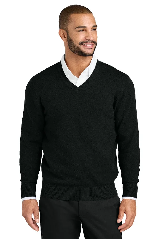 Port Authority Mens Easy Care Long Sleeve V-Neck Sweater - Deep Black - New