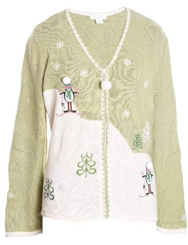 Festive Print Christmas Cardigan - XL