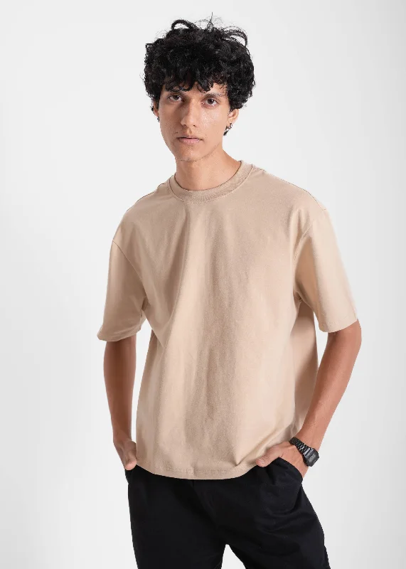 Beige — Box Fit (Cropped) T-Shirt