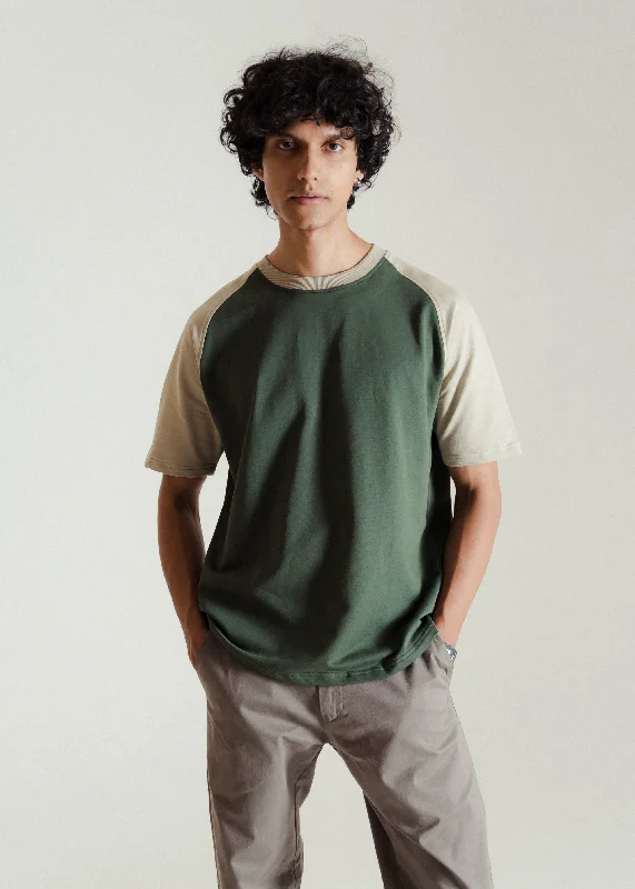 Green & Khaki — Relaxed Fit Raglan T-shirt